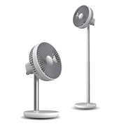 Jisulife Life7 Table Fan Rechargeable 8000mAh Adjustable Two gray oscillating fans on white background