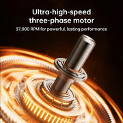 Jisulife Pro3 Table Fan Rechargeable 7200mAh 100 Speed USB-C Ultra-high-speed three-phase motor with glowing coils on a dark background