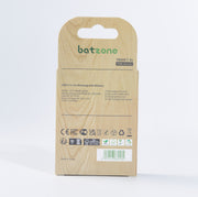 batzone Type C Li-ion Rechargeable Battery 18650 7200mWh (2Pcs), Batzone battery packaging with wooden texture on a white background