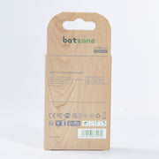 batzone Type C Li-ion Rechargeable Battery 21700 18000mWh (2Pcs), Wooden battery packaging with 'batzone' branding on a white background