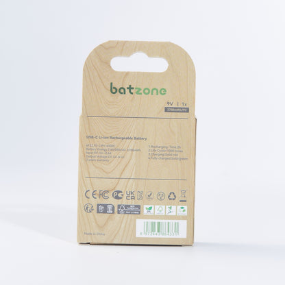 batzone Type C Li-ion Rechargeable Battery 9V 3700mWh (1Pcs)