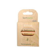 batzone Type C Li-ion Rechargeable Battery AA 2220mWh, Batzone rechargeable batteries in wooden packaging on a white background