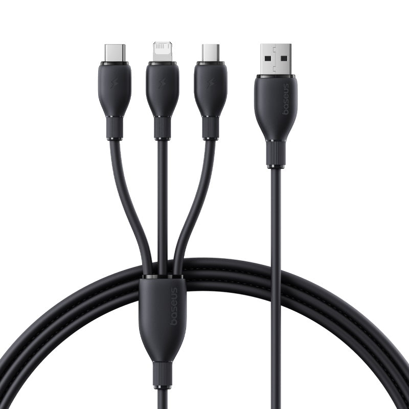 Ultra-Fast 1-for-3 Cable USB to M+L+C 3.5A With White Background