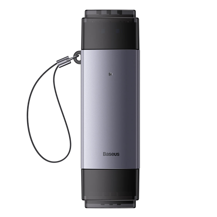 Baseus Lite Series USB-A & Type-C to SD/TF Card Reader Grey On White Background