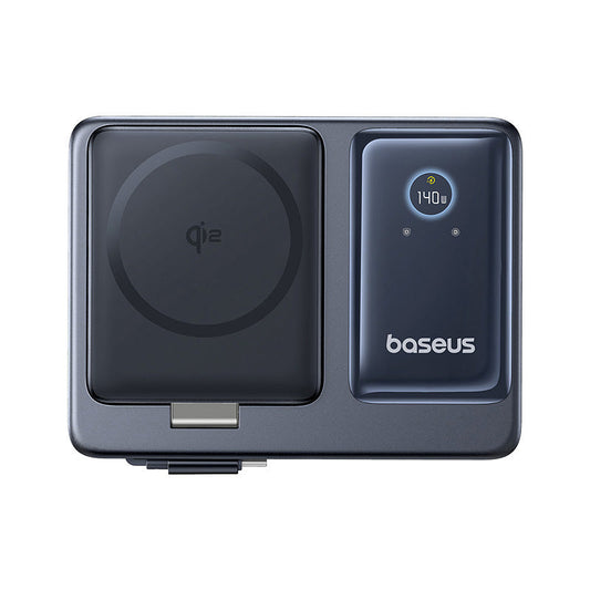 Baseus NOMOS 5-in-1 Desktop Charger 140W Qi2 Wireless Charging - Cosmic Black On white background