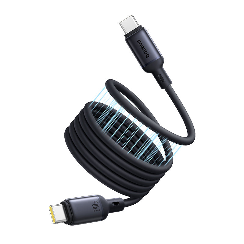 PicoGo Magnetic Liquid Silicone Type-C Cable 240W Cosmic Black On White Background