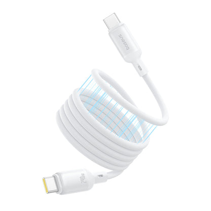 PicoGo Magnetic Liquid Silicone Type-C Cable 240W Moon White on White Background