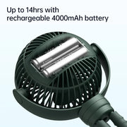 Jisulife Life1 Baby Clip Fan Portable 4000mAh Quiet Flexible with 14hr rechargeable 4000mah battery life