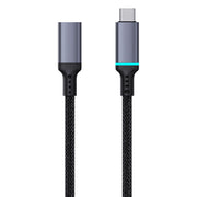 A black Baseus High Definition Series 10Gbps Extension Cable with USB-C connectors and a braided design.