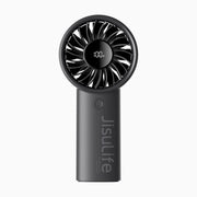Jisulife Life4 Handheld Fan 3600mAh 5 Speed LED Display Black handheld fan with digital display and 'JisuLife' branding on a white background