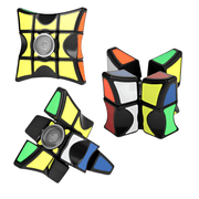 Colorful puzzle spinner toy on a white background