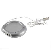 Silver USB hub with a cable on a white background