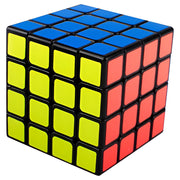 Rubik's Cube with colored squares on a white background / Magic Rubik's Speed Cube 4 x 4