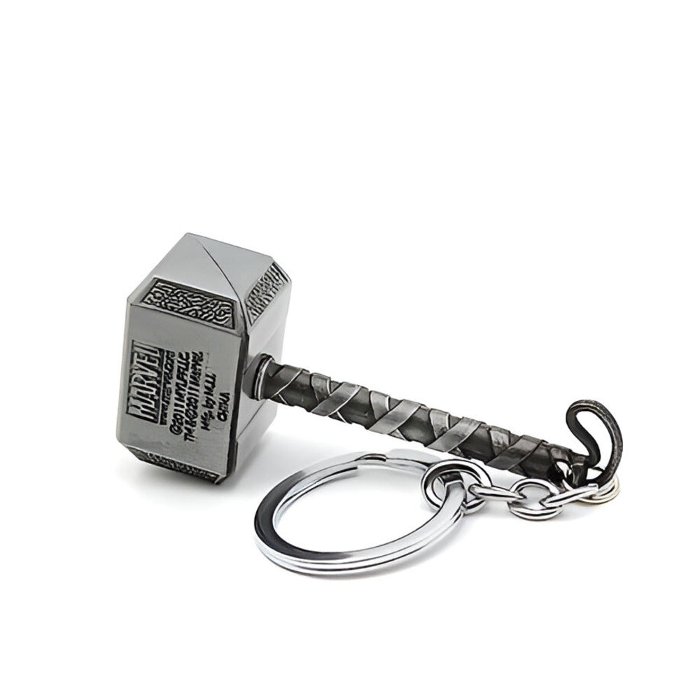 Thor's hammer keychain on a white background / Marvel Avenger's Thor's Hammer Mjolnir Keychain