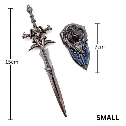 World Of Warcraft Frostmourne Sword And Anduin Shield Metal Keychain