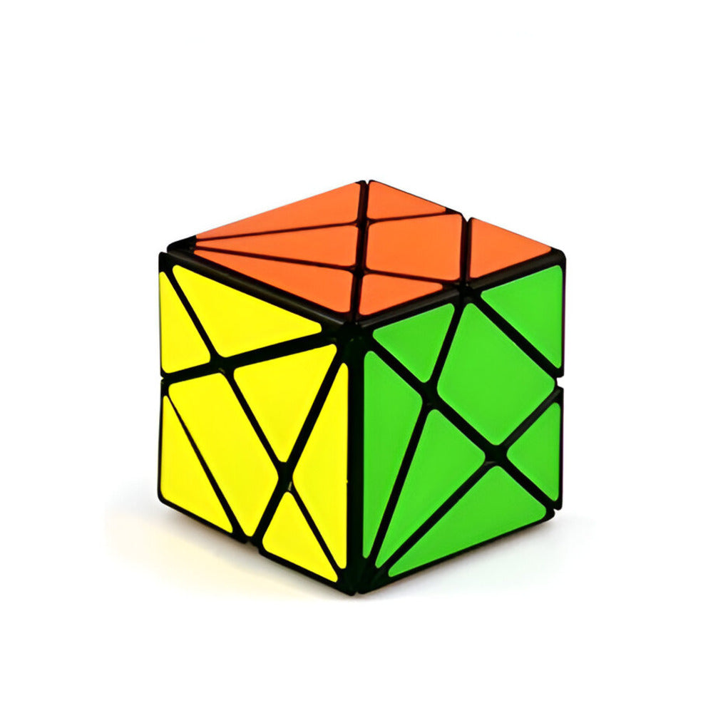 Fun Cube 3×3 Colourful Puzzle (Smooth Turning, Brain‑Boosting) Geometric cube with orange, green, and yellow faces on a white background
