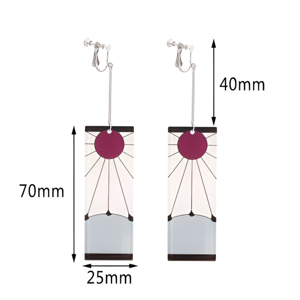 Demon Slayer Tanjiro Hanafuda Clip-On Cosplay Anime Earrings Set