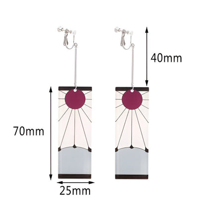 Demon Slayer Tanjiro Hanafuda Clip-On Cosplay Anime Earrings Set