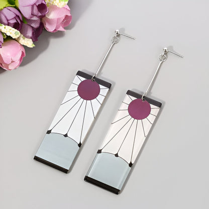 Demon Slayer Tanjiro Hanafuda Clip-On Cosplay Anime Earrings Set