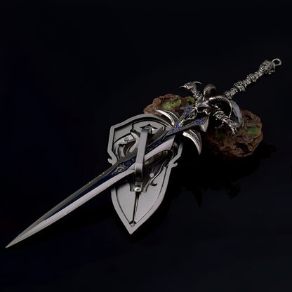 World Of Warcraft Frostmourne Sword And Anduin Shield Metal Keychain
