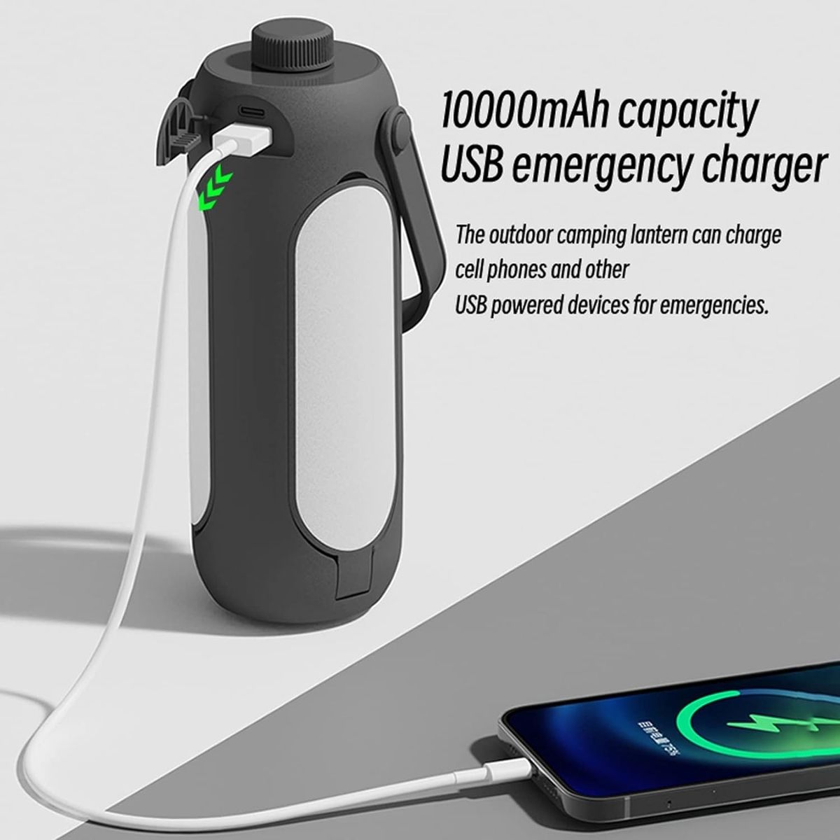 Portable 10000mAh Camping Lantern & Powerbank (IP56, 30–720 lm)