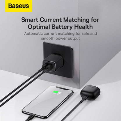 Baseus Compact Quick Dual-Port Charger 10.5W, 2x USB Type-A - Black