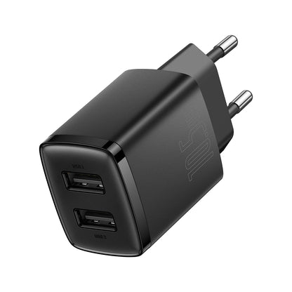 Baseus Compact Quick Dual-Port Charger 10.5W, 2x USB Type-A - Black