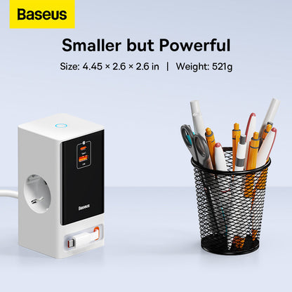 Baseus PowerCombo Series 65W Digital PowerStrip with Retractable-C Cable - Smart Version