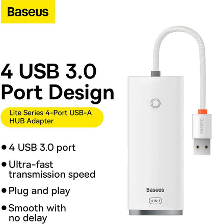 Baseus Lite Series 4-Port USB-A HUB Adapter (USB-A to USB-A 3.0 x4) - 25cm