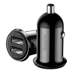 Baseus Grain Pro Series Smart Fast Charge Dual USB 4.8A 12V-24V Car Charger Black