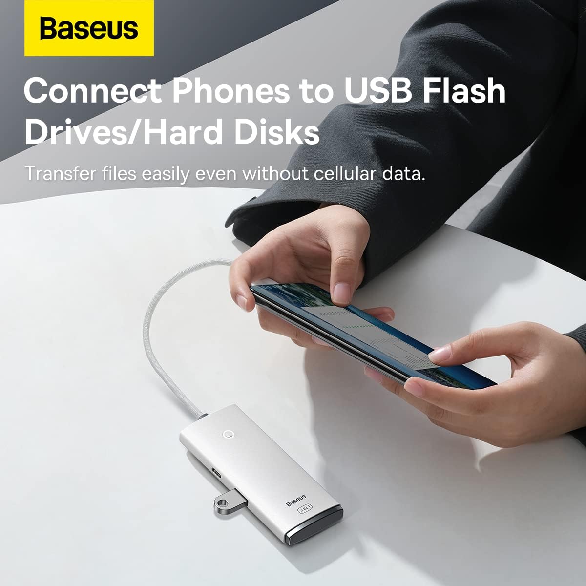 Baseus Lite Series 4-Port USB-A HUB Adapter (USB-A to USB-A 3.0 x4) - 25cm